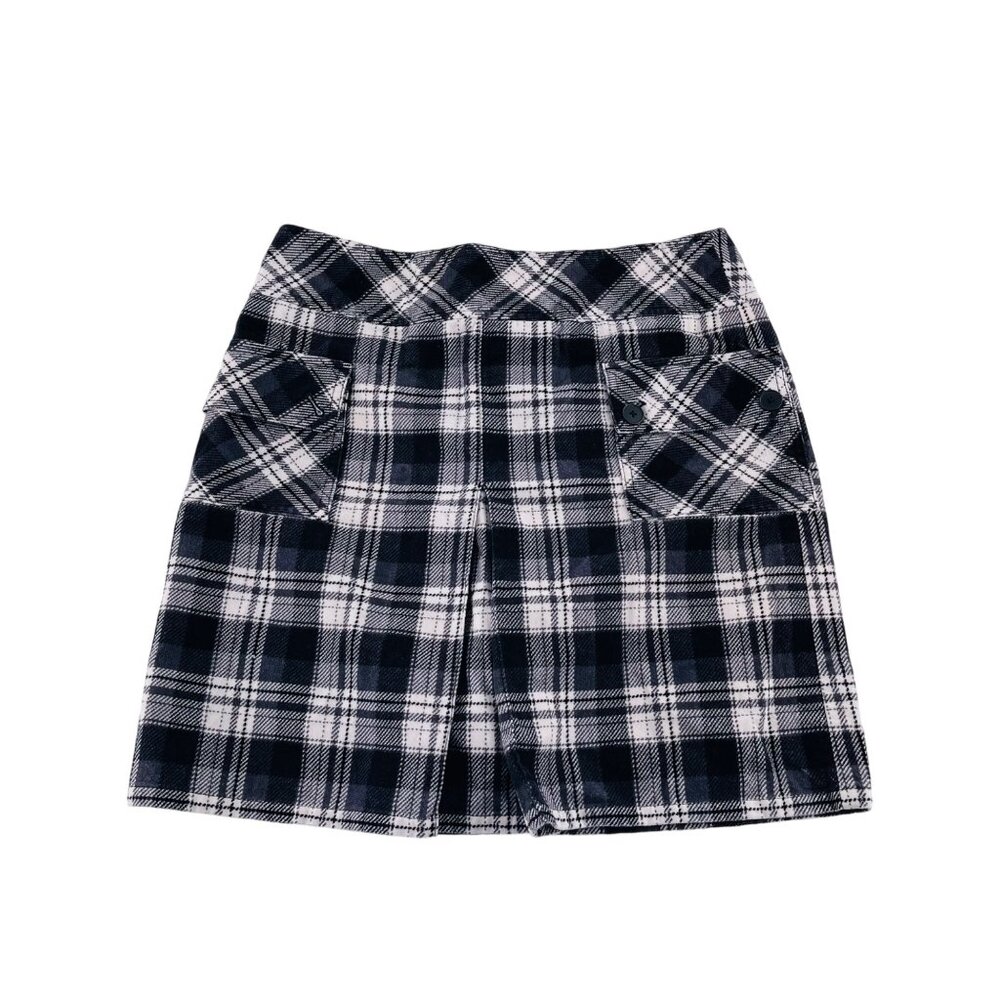 Ann Taylor Loft Womens Plaid‎ Mini Skirt Size 8 Black & White Y2K Pockets